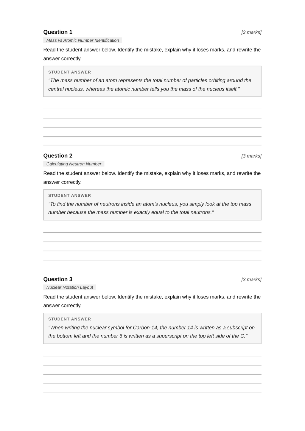 Examiner Challenge Test — GCSE Physics Atomic Structure & Radioactivity