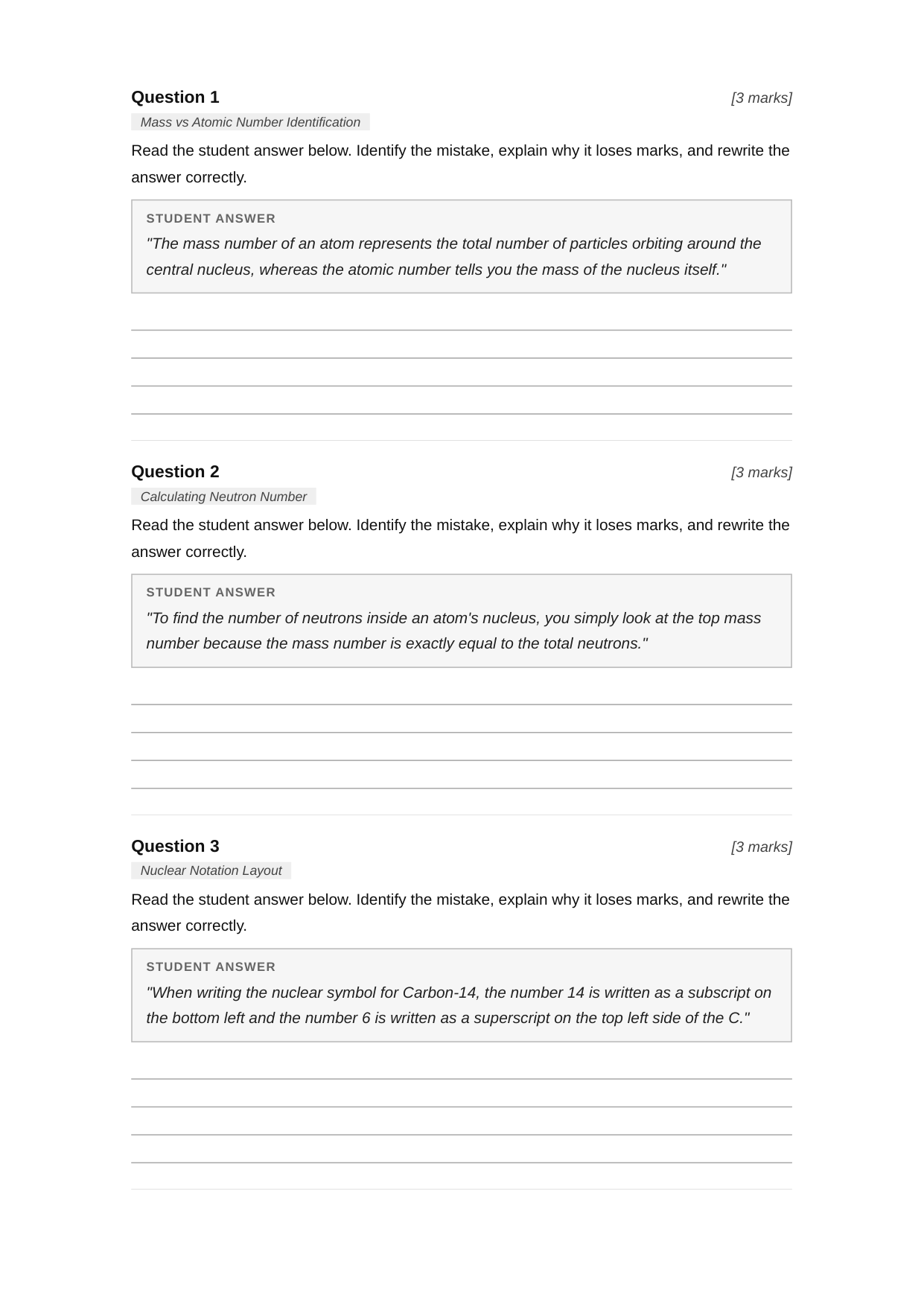 Examiner Challenge Test — GCSE Physics Atomic Structure & Radioactivity