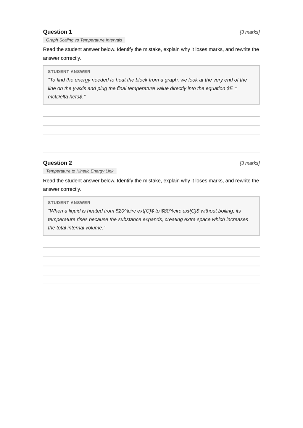 Examiner Challenge Test — GCSE Physics Particle Model of Matter