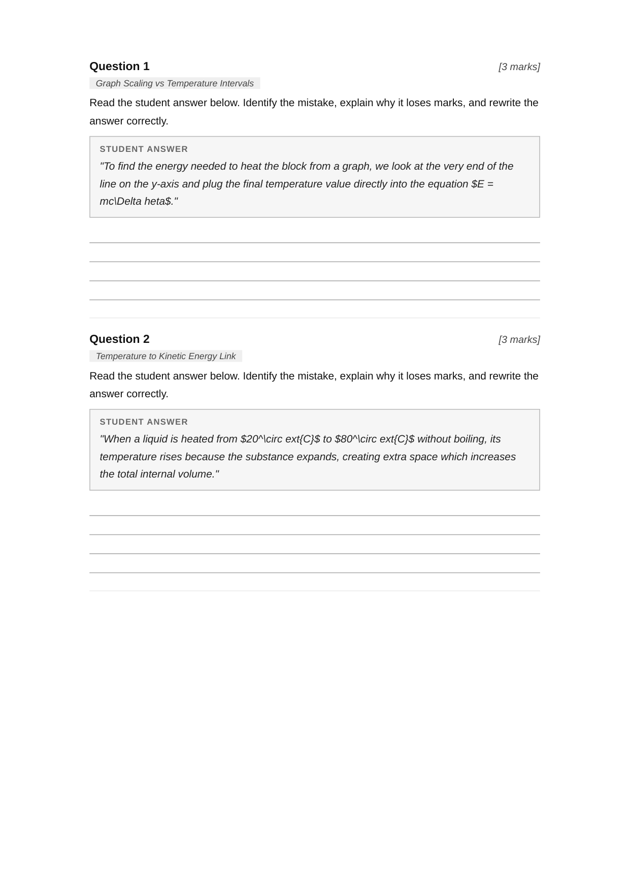 Examiner Challenge Test — GCSE Physics Particle Model of Matter