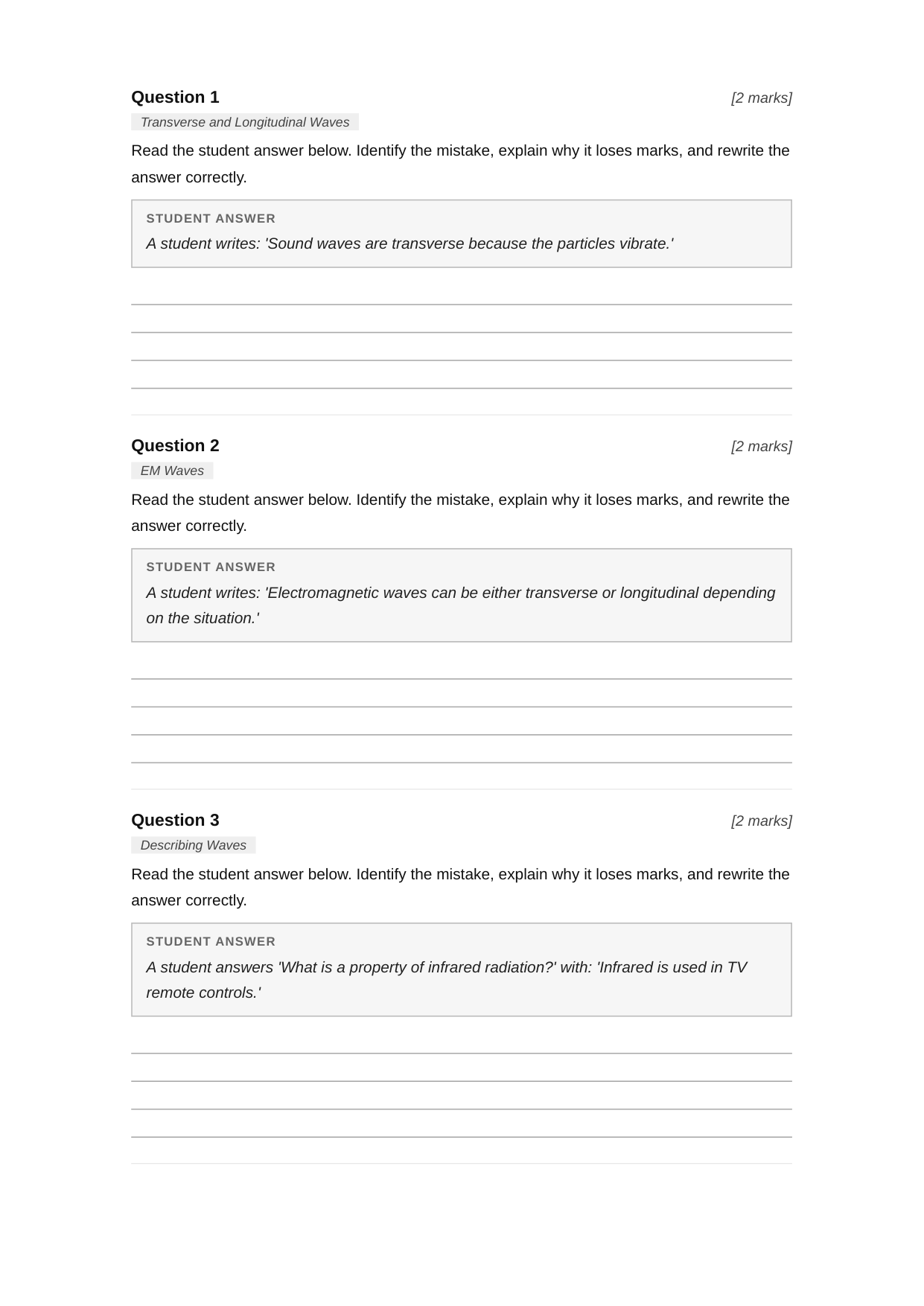 Examiner Challenge Test — GCSE Physics Waves