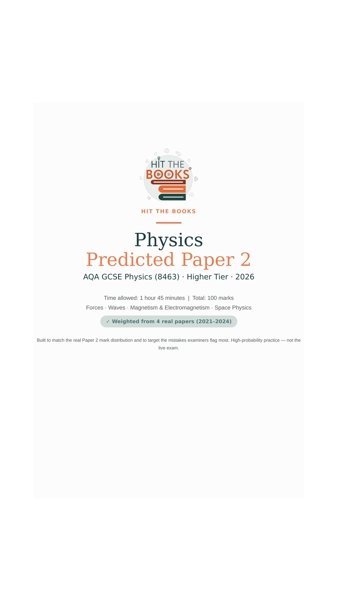 GCSE Physics Predicted Paper 2 (Higher) — AQA + Mark Scheme