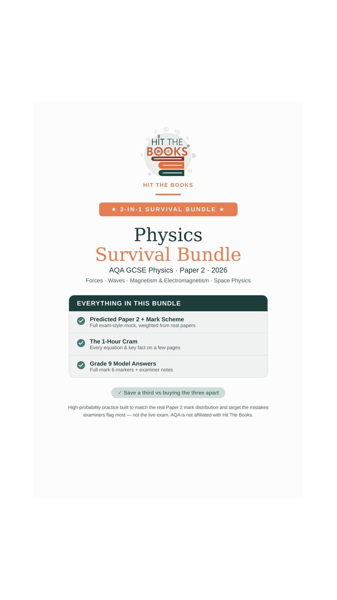 GCSE Physics Paper 2 — Complete Survival Bundle (Predicted Paper + Cram + Grade 9 Answers)